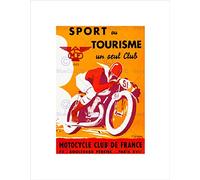 Wee Blue Coo Ad Motoring Organisation Motorcycle Club France Race Tour Paris Wall Art Print