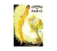 Wee Blue Coo Ad Music Hall Paris Showgirl Leopard Cat Casino Picture Wall Art Print