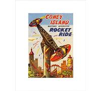 Wee Blue Coo AD TOY FAIRGROUND RIDE CONEY ISLAND ROCKET RIDE CHILDREN PRINT B12X6022