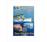 Wee Blue Coo Ad Travel Ship Coast Sail Hans Bohrdt Riviera Hamburg Amerika Wall Art Print