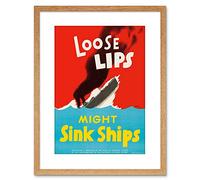 Wee Blue Coo AD WAR WWII USA LOOSE LIPS SINK SHIPS TORPEDO FRAMED PRINT F97X2518
