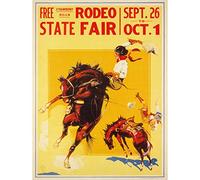 Wee Blue Coo Advert Exhibition Strawberry Roan Free Rodeo Bronco Horse Art Print Poster Wall Decor 12X16 Inch