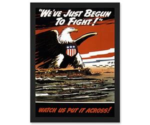 Wee Blue Coo Advert Military WWII War World USA American Eagle Just Begun Fight Navy Air Force Artwork Framed Wall Art Print A4
