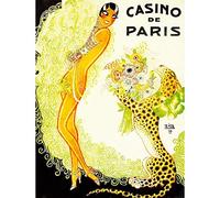 Wee Blue Coo Advert Music Hall Paris Showgirl Leopard Cat Casino Art Print Poster Wall Decor 12X16 Inch