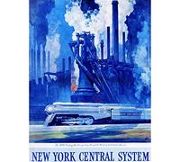 Wee Blue Coo Advert New York Central System Train Industrial Painting Art Print Poster Wall Decor 12X16 Inch