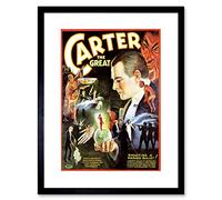 Wee Blue Coo ADVERT THEATRE STAGE MAGICIAN CARTER GREAT BLACK FRAMED ART PRINT B12X3247