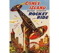 Wee Blue Coo Advert Toy Fairground Ride Coney Island Rocket Ride Children USA Art Print Poster Wall Decor 12X16 Inch
