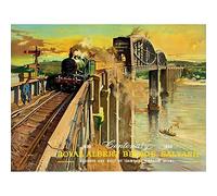 Wee Blue Coo Advert Transport Centenary Brunel Royal Albert Bridge Saltash UK Art Print Poster Wall Decor 12X16 Inch