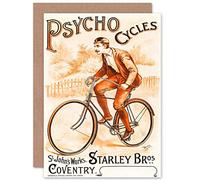 Wee Blue Coo ADVERT TRANSPORT PSYCHO CYCLES COVENTRY UK BLANK GREETINGS CARD