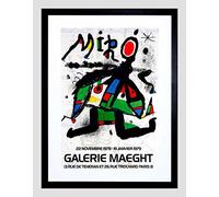 Wee Blue Coo ADVERTISEMENT GALLERY MAEGHT MIRO PARIS GREEK BLACK FRAMED ART PRINT B12X6165