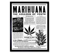 Wee Blue Coo Advertising Drug Awareness Warning Marijuana Weed Cannabis Panic USA Art Print Framed Poster Wall Decor 12X16 Inch