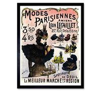 Wee Blue Coo Advertising Parisian Fashion Retro Hat Art Print Framed Poster Wall Decor 12X16 Inch