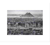 Wee Blue Coo Aerial Cairo Egypt Pyramid Cityscape Black White Wall Art Print