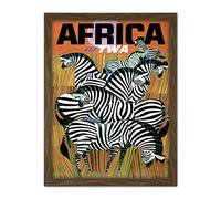 Wee Blue Coo Africa Travel TWA Airline Zebra Artwork Framed Wall Art Print 18X24 Inch