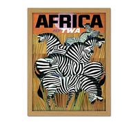 Wee Blue Coo Africa Travel TWA Airline Zebra Artwork Framed Wall Art Print 18X24 Inch