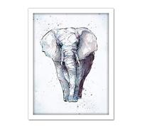 Wee Blue Coo African Elephant Watercolour Artwork Framed Wall Art Print 18X24 Inch