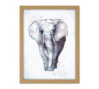 Wee Blue Coo African Elephant Watercolour Artwork Framed Wall Art Print 18X24 Inch