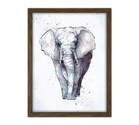 Wee Blue Coo African Elephant Watercolour Artwork Framed Wall Art Print 18X24 Inch