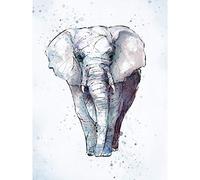 Wee Blue Coo African Elephant Watercolour Large Wall Art Poster Print Thick Paper 18X24 Inch