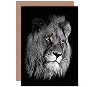 Wee Blue Coo AFRICAN LION PORTRAIT CAT BIRTHDAY GIFT BLANK GREETINGS CARD