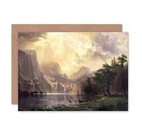 Wee Blue Coo ALBERT BIERSTADT AMONG SIERRA NEVADA MOUNTAINS OLD PAINTING GREETING CARD