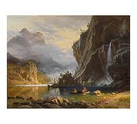 Wee Blue Coo Albert Bierstadt Indians Spear Fishing Old Master Painting Art Print Poster Wall Decor 12X16 Inch