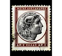 Wee Blue Coo Alexander Great Greek Postage Stamp Old Vintage Art Print Poster Wall Decor 12X16 Inch