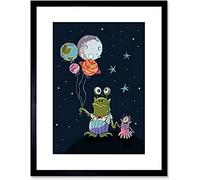 Wee Blue Coo Aliens Space Planet Balloons Art Print