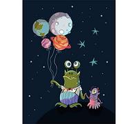 Wee Blue Coo Aliens Space Planet Balloons Art Print Poster Wall Decor 12X16 Inch