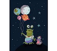 Wee Blue Coo Aliens Space Planet Balloons Canvas Art Print