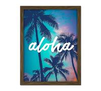 Wee Blue Coo Aloha Hawaiian Sunset Artwork Framed Wall Art Print 18X24 Inch