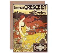 Wee Blue Coo ALPHONSE MUCHA AMERICAN CRESCENT CYCLES MUCHA BUMP GREETINGS CARD