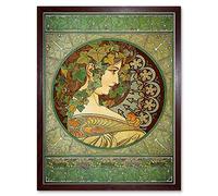 Wee Blue Coo Alphonse Mucha Laurel 1901 Old Master Painting Art Print Framed Poster Wall Decor 12X16 Inch