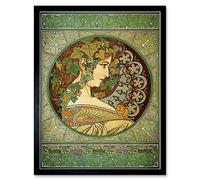 Wee Blue Coo Alphonse Mucha Laurel 1901 Old Master Painting Art Print Framed Poster Wall Decor 12X16 Inch