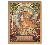 Wee Blue Coo Alphonse Mucha Nouveau Old Master Painting Art Print Framed Poster Wall Decor 12X16 Inch