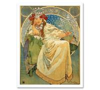 Wee Blue Coo Alphonse Mucha Princess Hyacinth 1911 Old Master Framed Wall Art Print in White | Size: W12" x H16" Wee Blue Coo White W12" x H16"