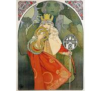 Wee Blue Coo Alphonse Mucha Retro Old Master Painting Art Print Poster Wall Decor 12X16 Inch