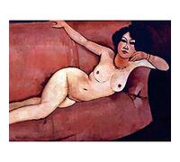 Wee Blue Coo Amedeo Modigliani Act On A Sofa Almaiisa Old Master Large Art Print Poster Wall Decor 18x24 inch