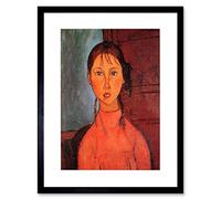 Wee Blue Coo AMEDEO MODIGLIANI GIRL WITH PLAITS OLD MASTER BLACK FRAMED ART PRINT B12X468