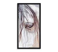 Wee Blue Coo Andalusian Horse Head Eye Close Up Long Panel Framed Wall Art Print