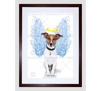 Wee Blue Coo Angel Wings Jack Russell Dog Halo Art Picture Framed Wall Art Print