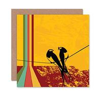 Wee Blue Coo ANIMAL LOVE ROMANCE VALENTINES SWALLOW FUNKY GRUNGE BLANK BIRTHDAY CARD