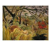 Wee Blue Coo Animals Surprised Rousseau Tiger Art Print Poster Wall Decor 12X16 Inch