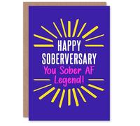 Wee Blue Coo Anniversary Card Happy Soberversary Sober AF Legend Vibrant