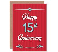 Wee Blue Coo ANNIVERSARY HAPPY 15TH FIFTEENTH NEW ART GREETINGS GIFT CARD