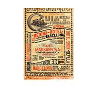 Wee Blue Coo Antique Spanish Rail Timetable Steam Engine Spain Picture Wall Art Print