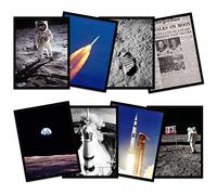 Wee Blue Coo Apollo 11 Astronaut Aldrin Armstrong 50th Anniversary Moon Landing Saturn V Rocket Black Framed Wall Art Print Poster Home Decor Premium Pack of 8