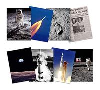 Wee Blue Coo Apollo 11 Astronaut Aldrin Armstrong 50th Anniversary Moon Landing Saturn V Rocket Wall Art Print Poster Home Decor Premium Pack of 8