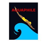 Wee Blue Coo Aquaphile Water Lover Swimmer Diver Bold Red Graphic Extra Large XL Wall Art Poster Print