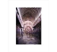 Wee Blue Coo Architectural Temple Interior Buddha India Wall Art Print